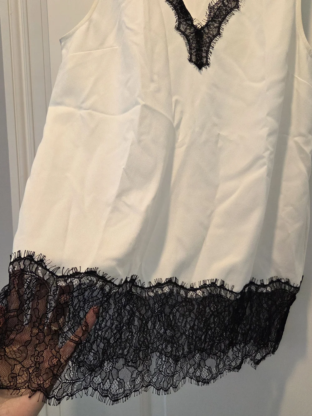 Michael Kors White Camisole with Black Lace Trim